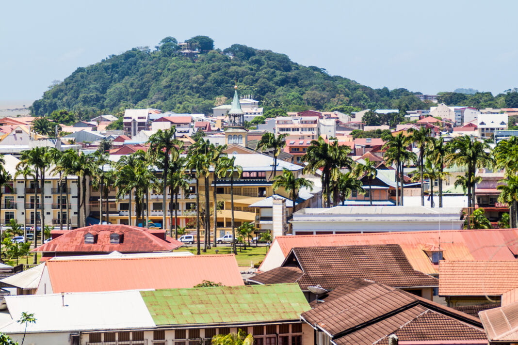 Aerial view of Cayenne, capital of French Guiana